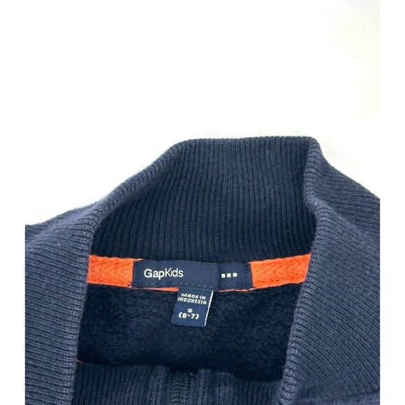 Gap Boys Fleece Varsity Jacket Size Small 6/7 Navy Orange Full Zip Pockets - Picture 5 of 5